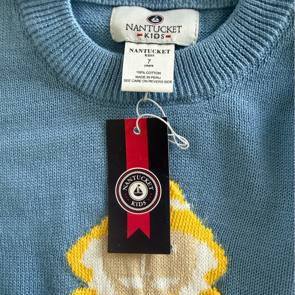 Kids Blue Fisherman Intarsia Sweater - Picture 4 of 5
